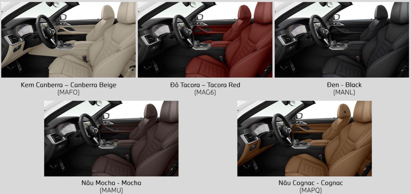 5 màu nội thất BMW 430i Convertible M Sport