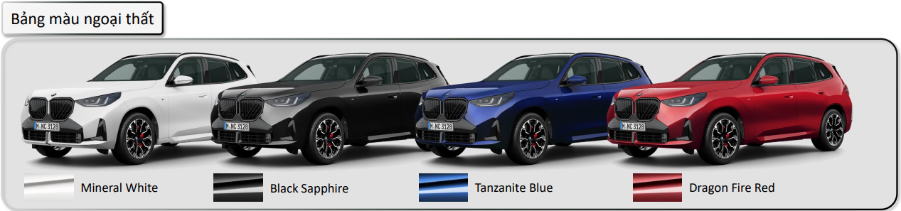 Các lựa chọn màu sơn ngoại thất của BMW X3 2025
